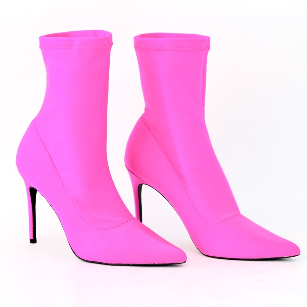 Forever 21 Elegant Pink Lycra Women's Heeled Boots Size 10